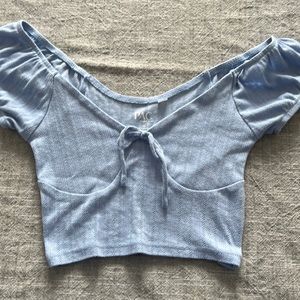 PAC crop top. Light blue. Bow detail.